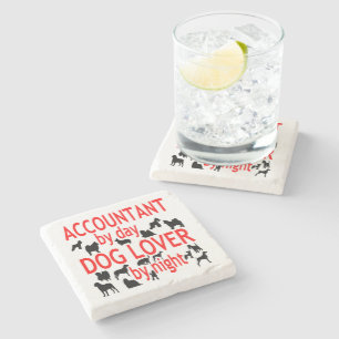 Dog Lover Accountant in Red Stone Coaster