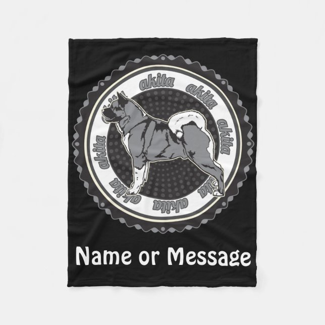 Dog Lover Akita Custom Name / Message Fleece Blanket (Front)
