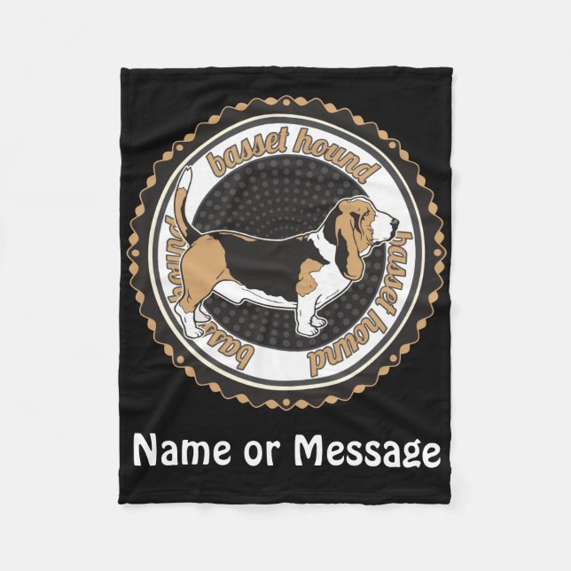 Dog Lover Basset Hound Custom Name / Message Fleece Blanket (Front)