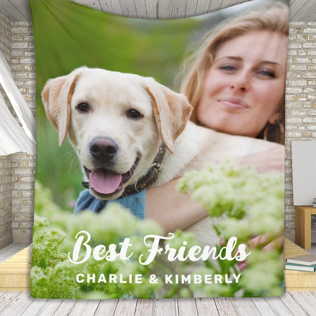 Dog Lover Best Friends Personalised Pet Photo Fleece Blanket (Creator Uploaded)