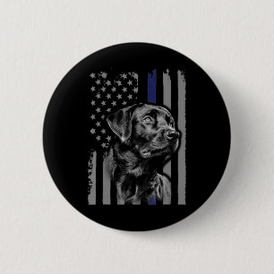 Dog Lover Black Labrador American Flag Thin Line 6 Cm Round Badge