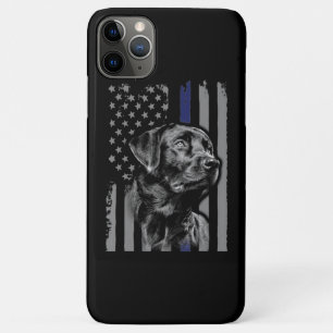 Dog Lover Black Labrador American Flag Thin Line iPhone 11 Pro Max Case