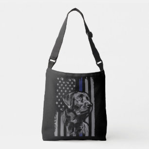 Dog Lover   Black Labrador American Flag Thin Line Crossbody Bag