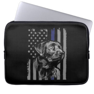 Dog Lover Black Labrador American Flag Thin Line Laptop Sleeve