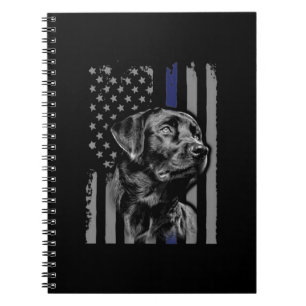 Dog Lover Black Labrador American Flag Thin Line Notebook