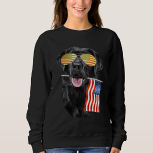 Dog Lover   Black Labrador USA American Flag Sweatshirt