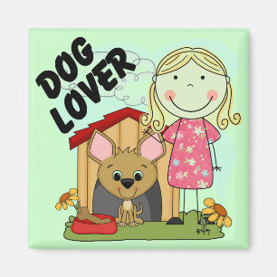 Dog Lover Blond Girl T-shirts and Gifts Magnet