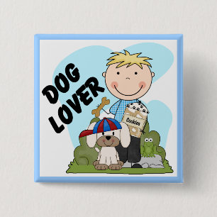 Dog Lover Blonde Boy T shirts and Gifts 15 Cm Square Badge