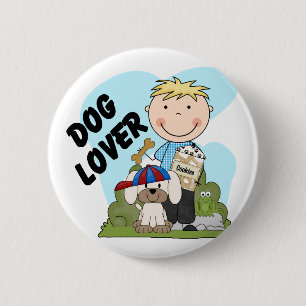 Dog Lover Blonde Boy T shirts and Gifts 6 Cm Round Badge