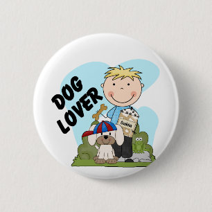 Dog Lover Blonde Boy T shirts and Gifts 6 Cm Round Badge