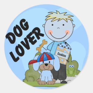 Dog Lover Blonde Boy T shirts and Gifts Classic Round Sticker