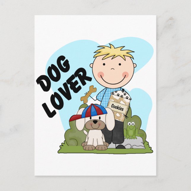 Dog Lover Blonde Boy T shirts and Gifts Postcard (Front)