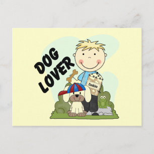 Dog Lover Blonde Boy T shirts and Gifts Postcard