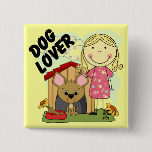 Dog Lover Blonde Girl T-shirts and Gifts 15 Cm Square Badge