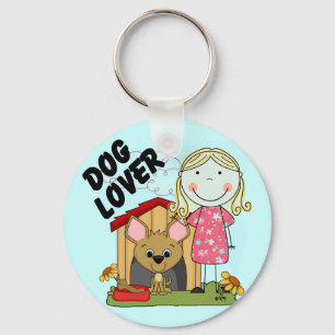 Dog Lover Blonde Girl T-shirts and Gifts Key Ring