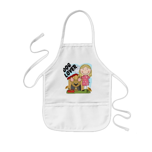 Dog Lover Blonde Girl T-shirts and Gifts Kids Apron (Front)