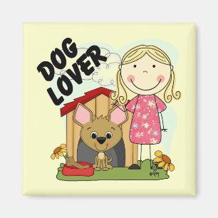 Dog Lover Blonde Girl T-shirts and Gifts Magnet