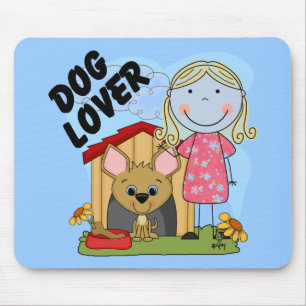 Dog Lover Blonde Girl T-shirts and Gifts Mouse Pad