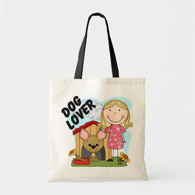 Dog Lover Blonde Girl T-shirts and Gifts Tote Bag (Front)
