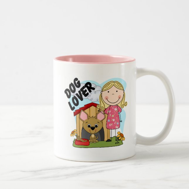 Dog Lover Blonde Girl T-shirts and Gifts Two-Tone Coffee Mug (Right)