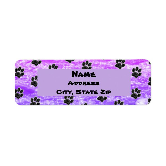 Dog Lover Blue Purple Abstract Puppy Paw Print  Return Address Label (Front)