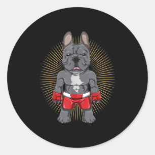 Dog Lover Brave French Bulldog Fighter Classic Round Sticker