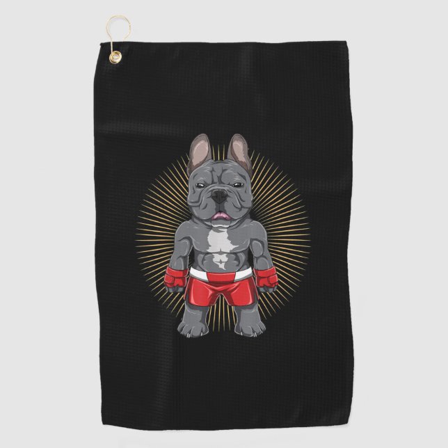 Dog Lover | Brave French Bulldog Fighter Golf Towel (Front)
