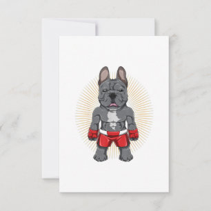 Dog Lover Brave French Bulldog Fighter RSVP Card
