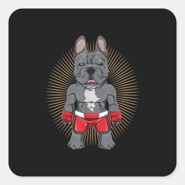 Dog Lover | Brave French Bulldog Fighter Square Sticker (Front)