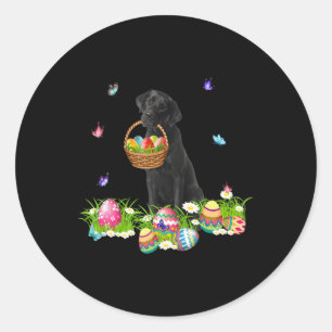 Dog Lover Bunny Black Labrador Dog & Easter Eggs Classic Round Sticker