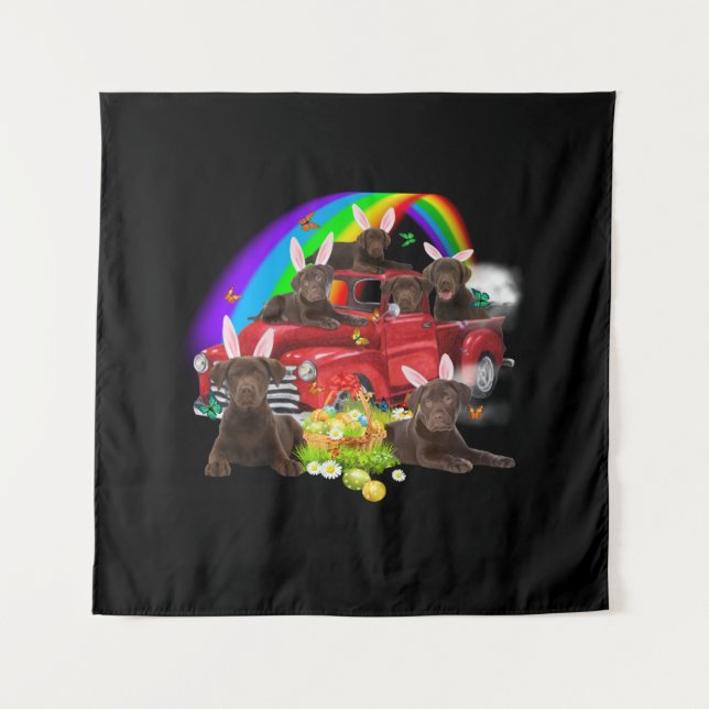 Dog Lover | Bunny Chocolate Labrador Easter Day Tapestry (Front)