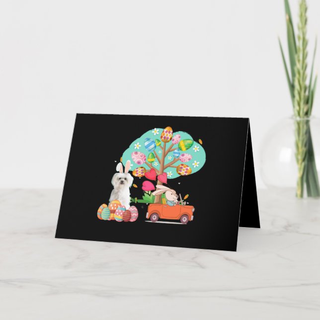Dog Lover | Bunny Maltese In Easter Day Holiday Card (Front)