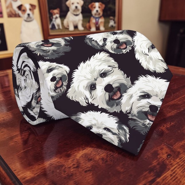 Dog Lover Canine Retro Custom Tie (Creator Uploaded)