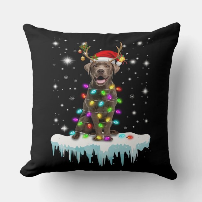 Dog Lover | Chocolate Labrador Christmas Light Cushion (Front)