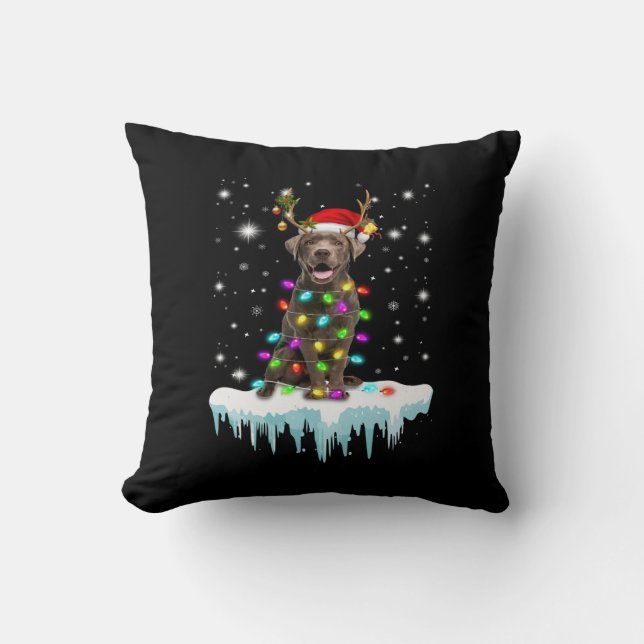 Dog Lover | Chocolate Labrador Christmas Light Cushion (Front)