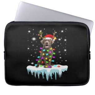 Dog Lover   Chocolate Labrador Christmas Light Laptop Sleeve