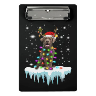 Dog Lover Chocolate Labrador Christmas Light Mini Clipboard