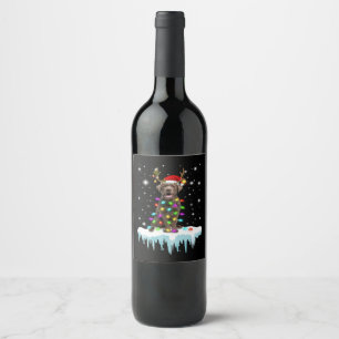 Dog Lover   Chocolate Labrador Christmas Light Wine Label