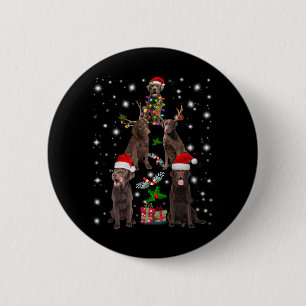 Dog Lover Chocolate Labrador Christmas Tree 6 Cm Round Badge
