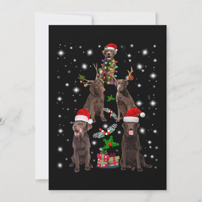 Dog Lover | Chocolate Labrador Christmas Tree Card (Front)