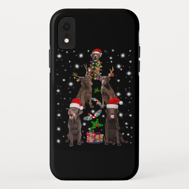 Dog Lover | Chocolate Labrador Christmas Tree Case-Mate iPhone Case (Back)