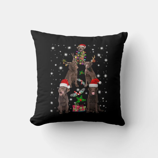 Dog Lover | Chocolate Labrador Christmas Tree Cushion (Front)
