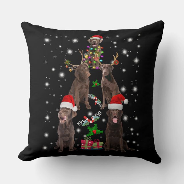 Dog Lover | Chocolate Labrador Christmas Tree Cushion (Front)