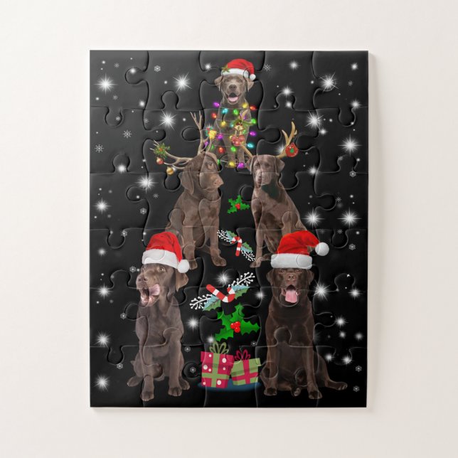 Dog Lover | Chocolate Labrador Christmas Tree Jigsaw Puzzle (Vertical)