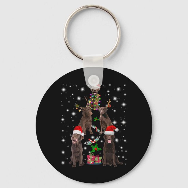 Dog Lover | Chocolate Labrador Christmas Tree Key Ring (Front)