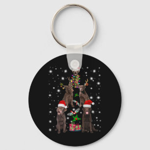 Dog Lover Chocolate Labrador Christmas Tree Key Ring