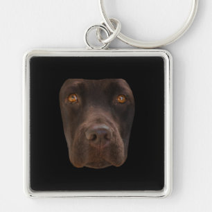 Dog Lover Chocolate Labrador Dark Brown Dog Face Key Ring