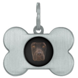 Dog Lover Chocolate Labrador Dark Brown Dog Face Pet ID Tag