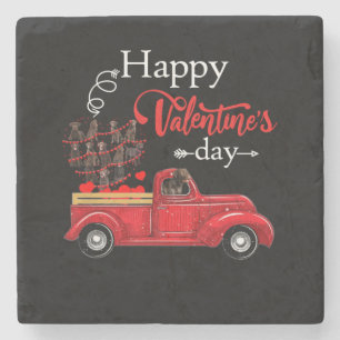 Dog Lover Chocolate Labrador Happy Valentine Stone Coaster