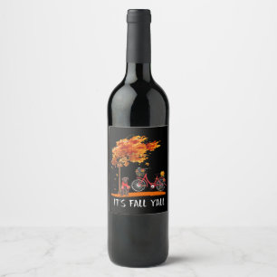 Dog Lover Chocolate Labrador It's Fall Y'all Wine Label